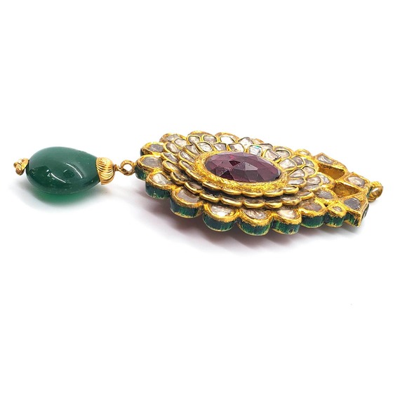 18KT Gold Rose Cut Diamond Pendant - Picture 6 of 6